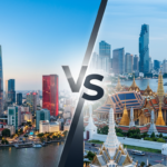 ベトナムとタイのスカイラインを比較したビジュアル